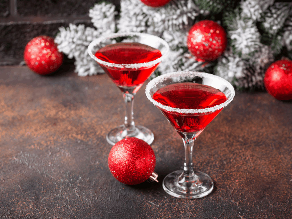 Christmas theme cocktails on a festive table